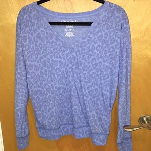 Aeropostale blue leopard print long sleeve shirt